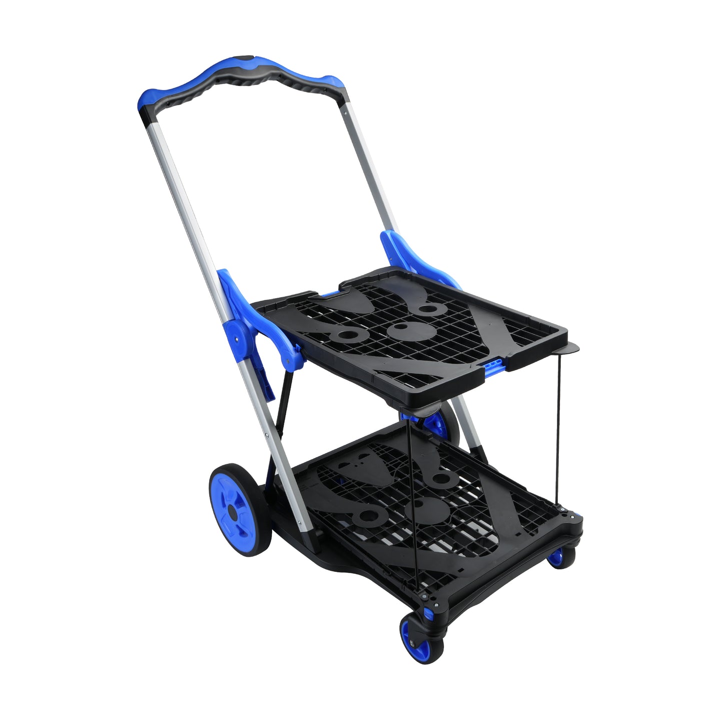 Heavy Duty Collapsible Shopping Cart with Wheels - Blue & Black