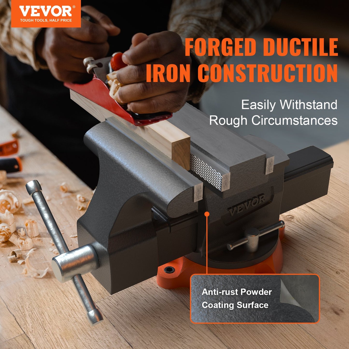 6.5" Bench Vise with 360° Swivel Locking Base & Two-Way Jaw
