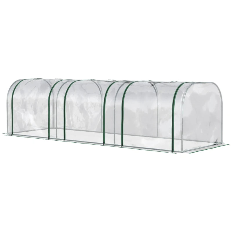 Portable Greenhouse Tunnel with 3 Zippered Doors - WaterUV PVC Cover