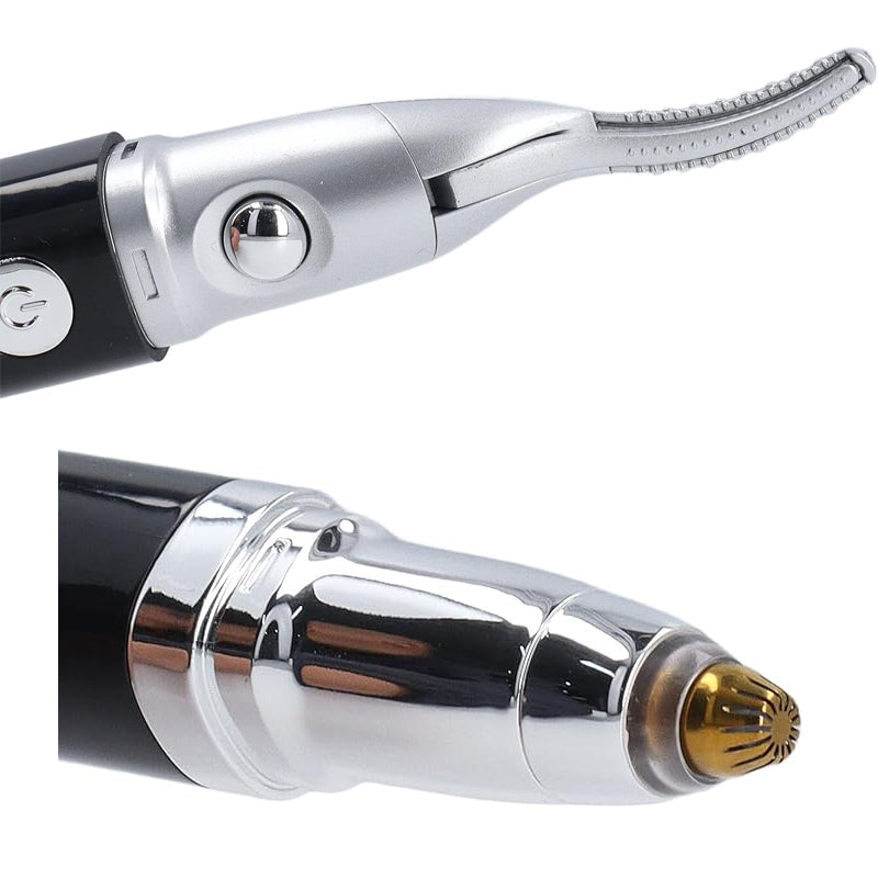 2-in-1 Electric Heated Eyelash Curler and Eyebrow Trimmer - Black