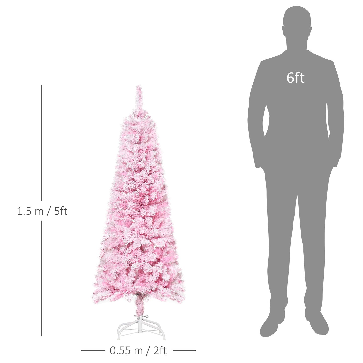 5 FT Pink Snow Flocked Artificial Christmas Tree - Auto Open