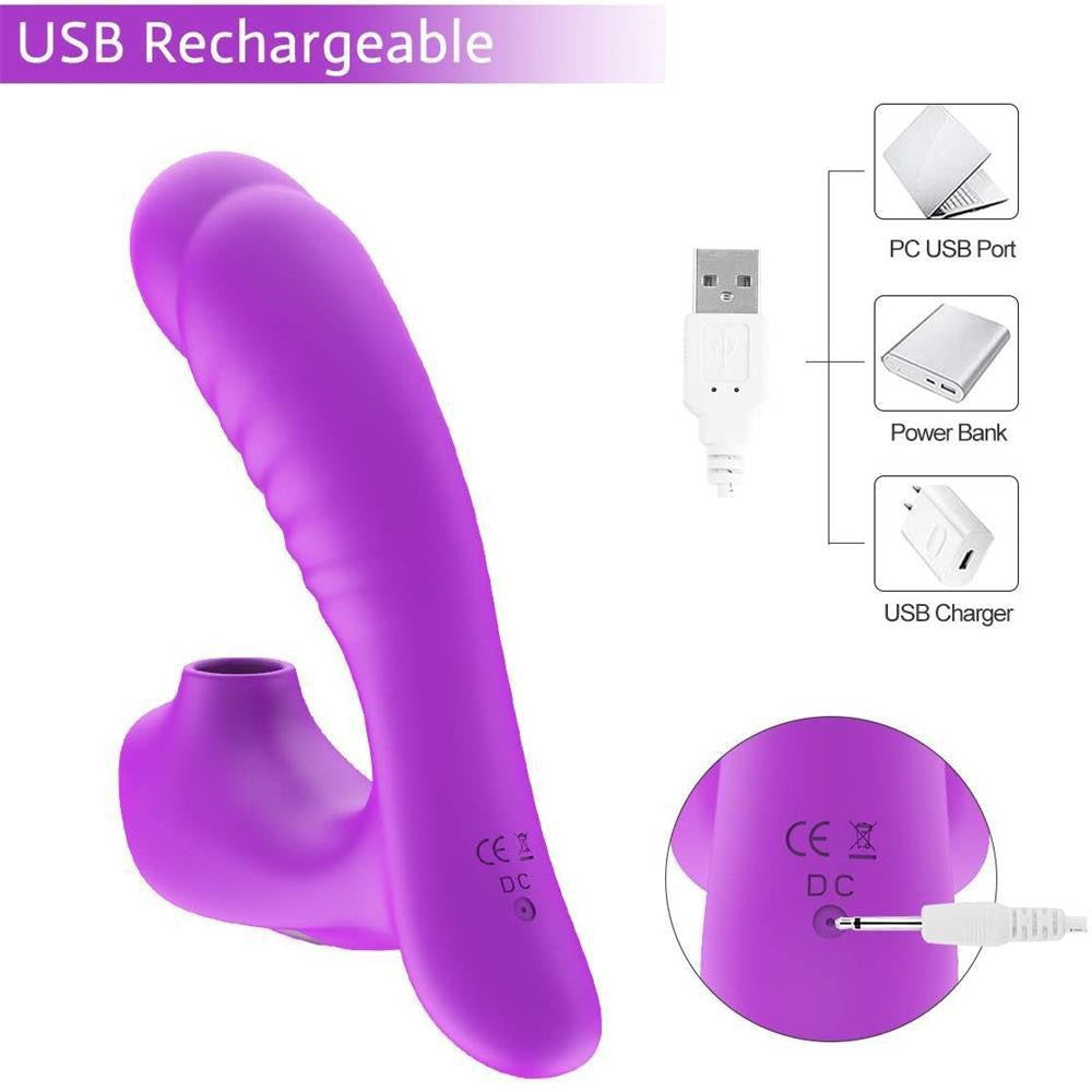 G-Spot Vibrator with 10 Vibration & Suction Modes - Purple