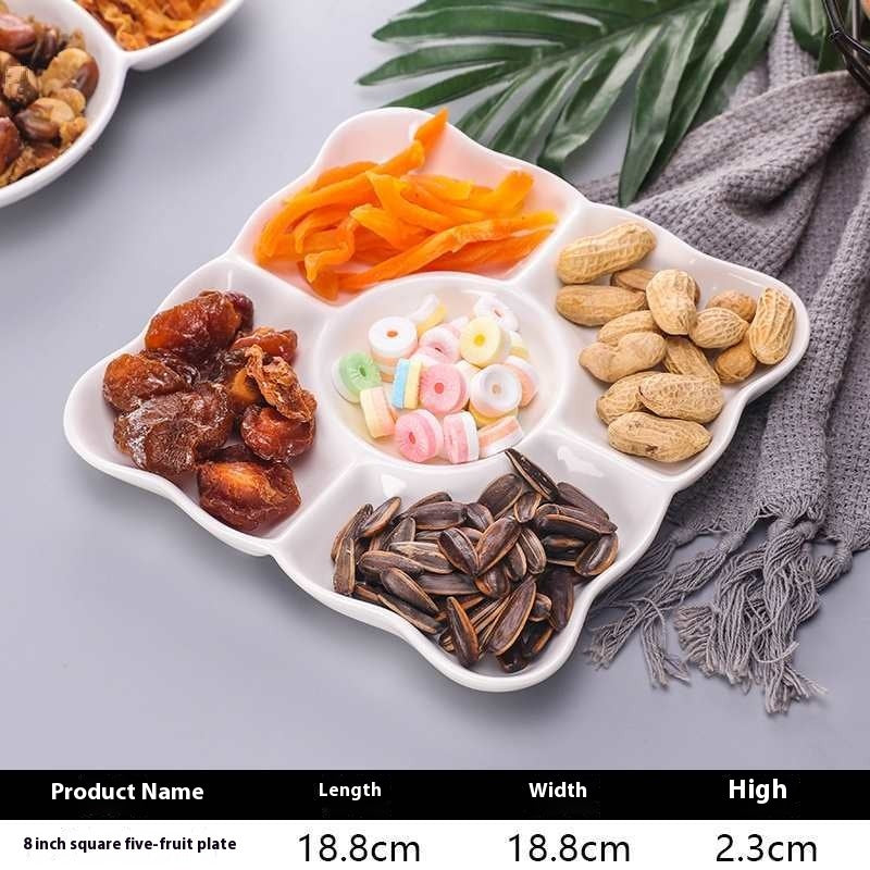 Square Porcelain Snack Plate Set - European Style Creative Kitchen Dish