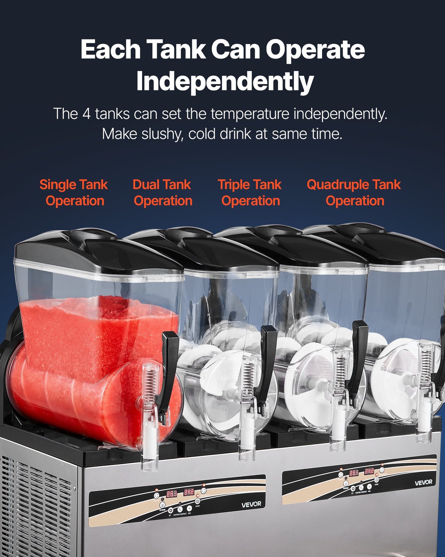 Commercial Slushie Machine with 4 Tanks, 12L Capacity - Frozen Drink Maker for Bars & Restaurants
