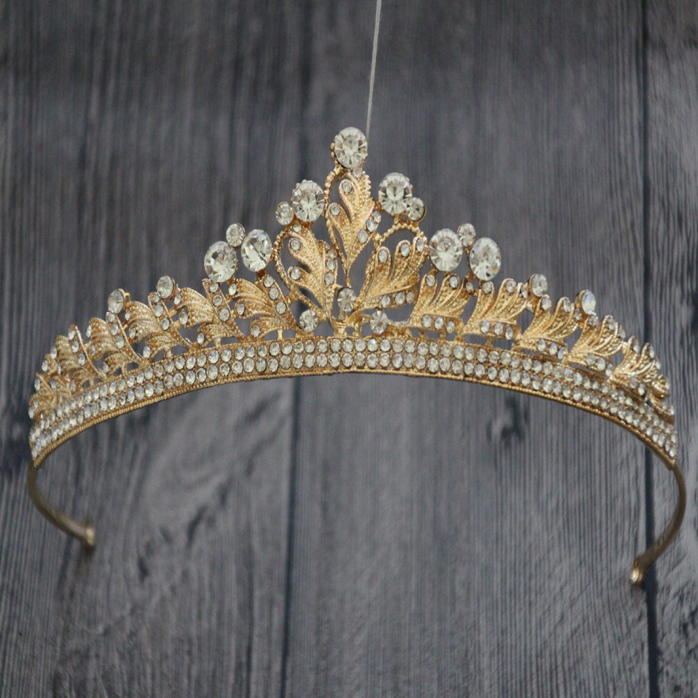 Gold Plated White Diamond Crown Headpiece