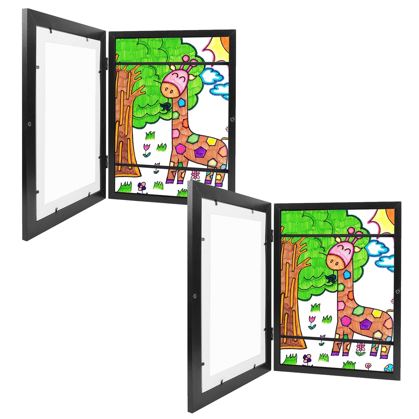 Kids Art Frame - Front Opening Wooden Display for Artwork Storage