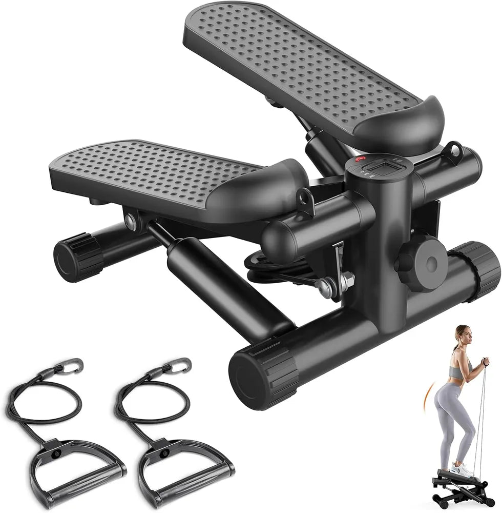 Portable Mini Stepper Machine with Resistance Bands for Full Body Workout