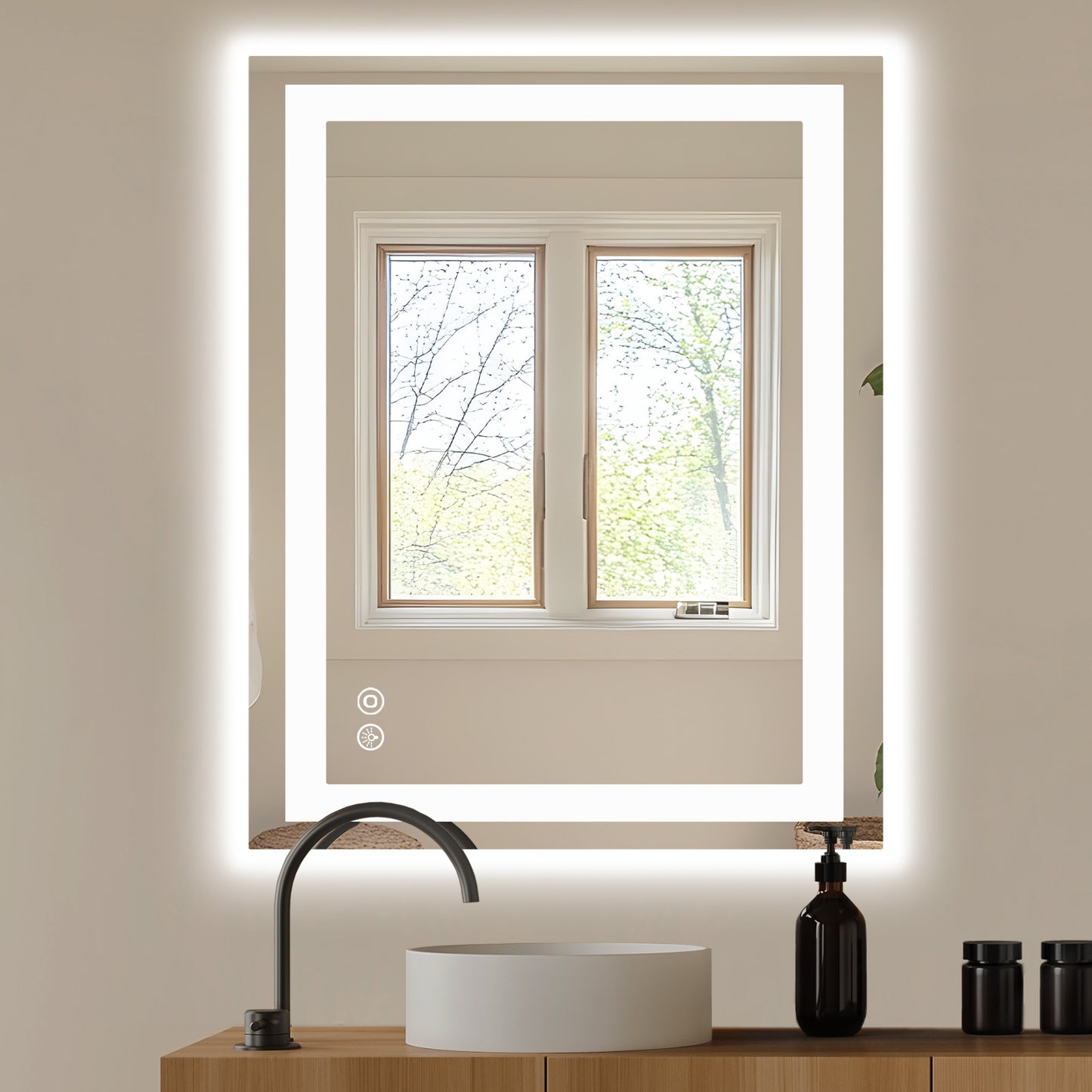 Anti-Fog LED Bathroom Mirror with Dual Light Source - 32 x 40