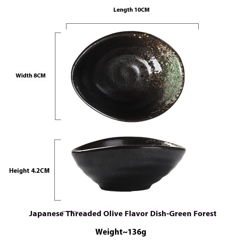 Japanese Ceramic Condiment Saucer - Retro Porcelain Dish for Kitchen & Dining
