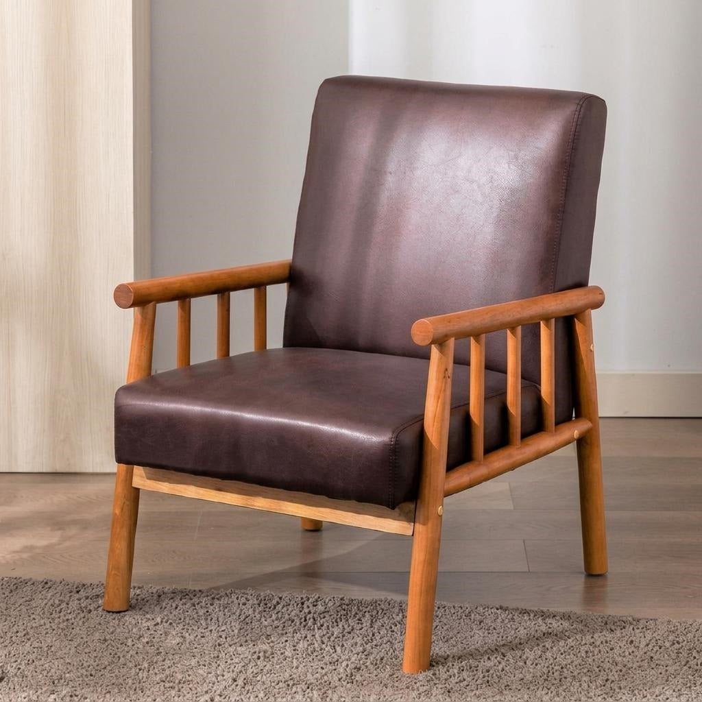 25 Wide Classic Mid-Century Modern Arm Chair, Dark Brown