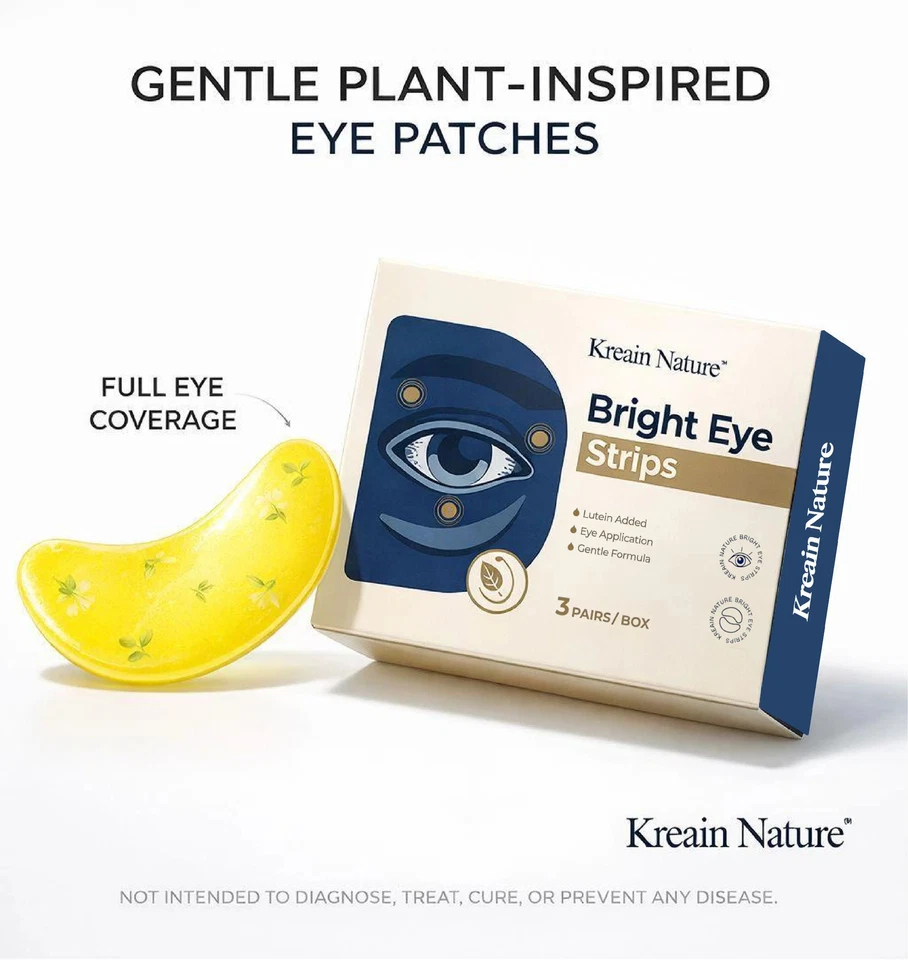 Brightening Vegan Eye Strips with Lutein - 3 Pairs for Dark Circles & Puffiness