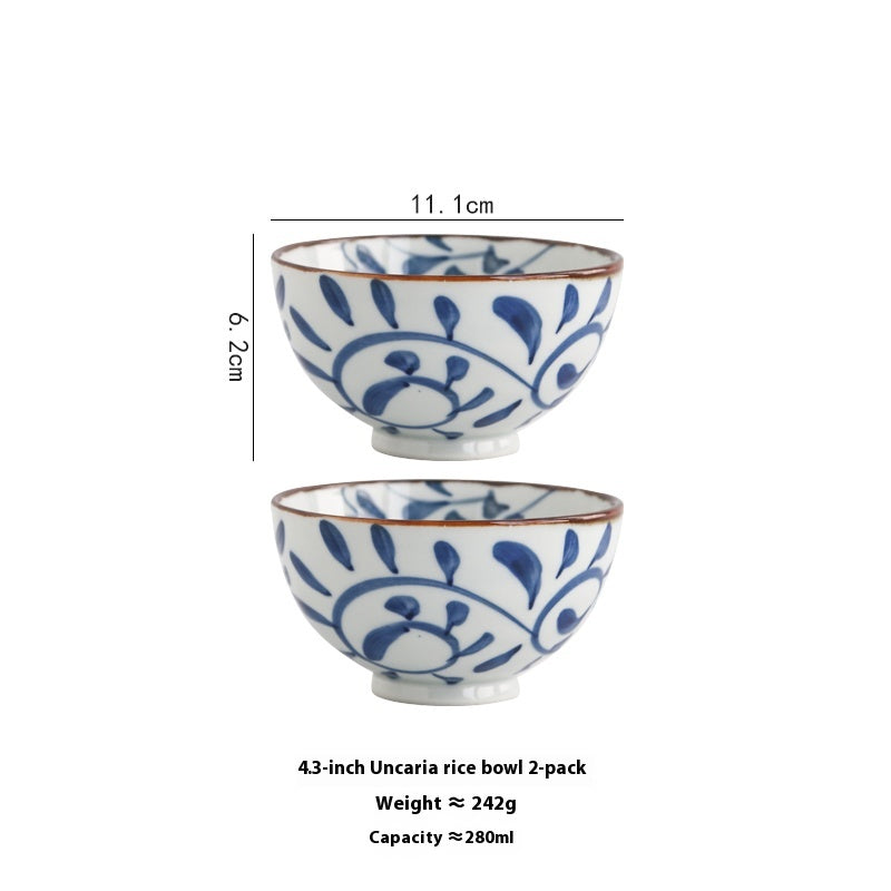 Chinese Style Ceramic Hook Rattan Tableware Set for Kitchen Dining