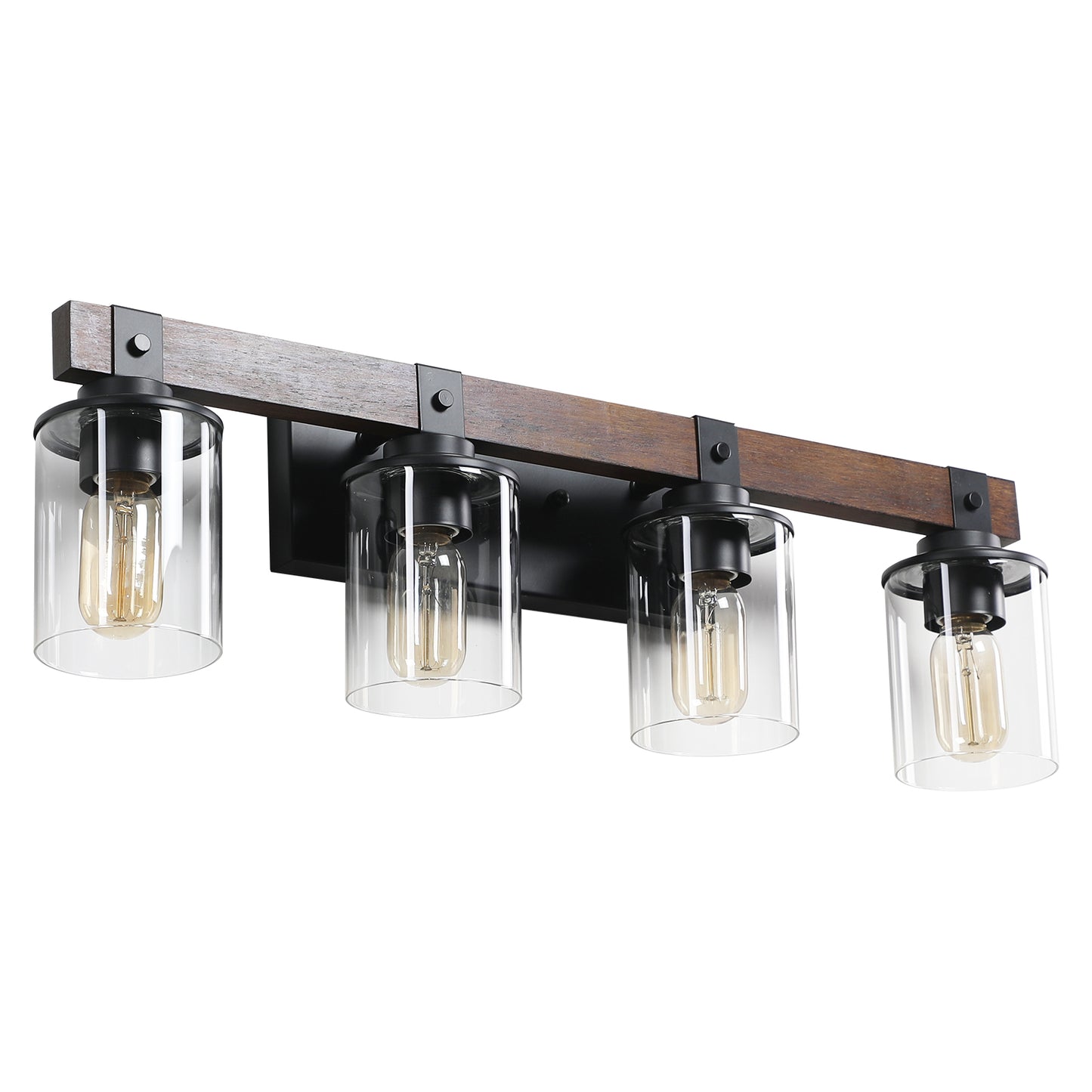 27-Inch Rustic 4-Light Vanity Light Fixture with Glass Shades
