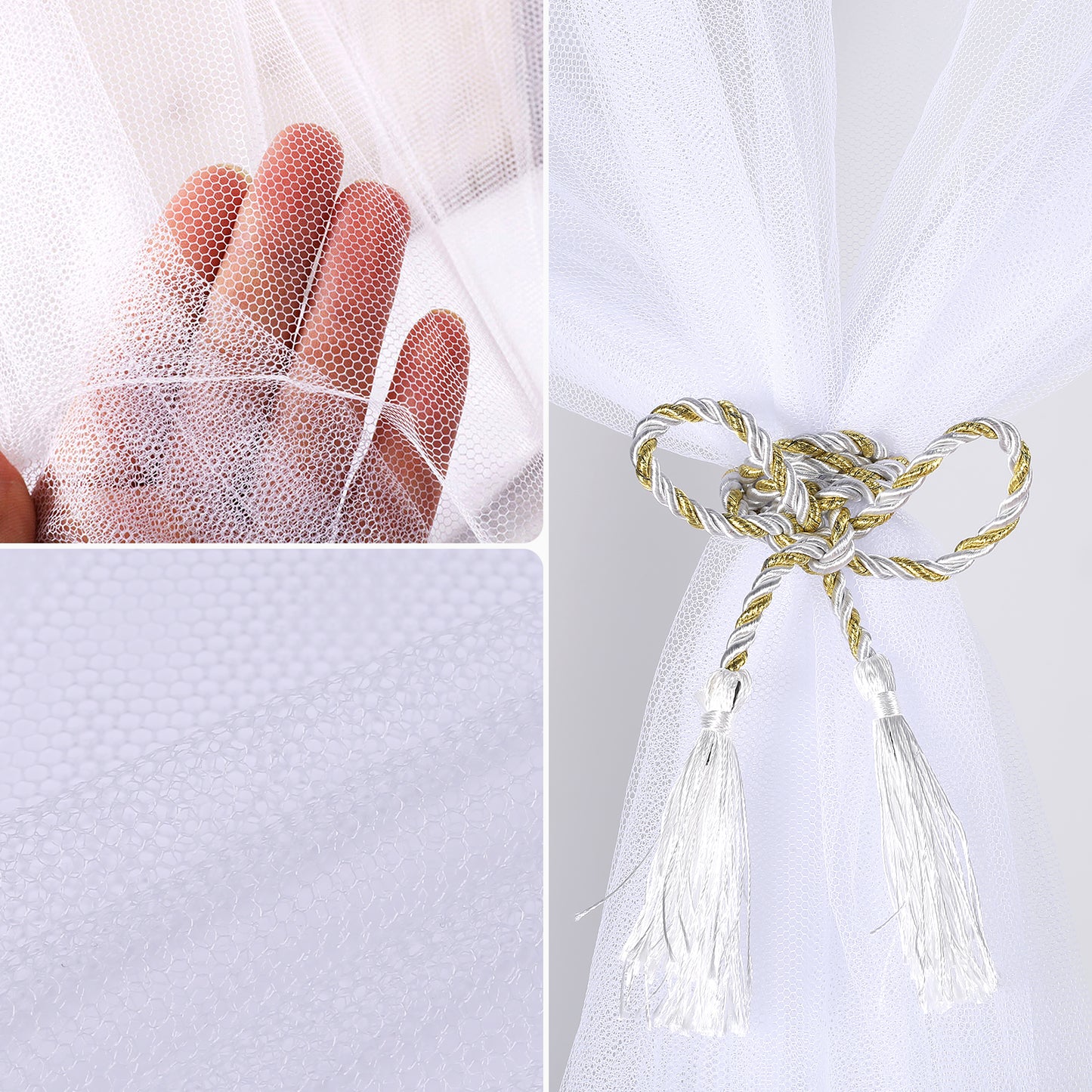 Bed Canopy Curtains 4 Doors Square Polyester Net Bedroom Decoration