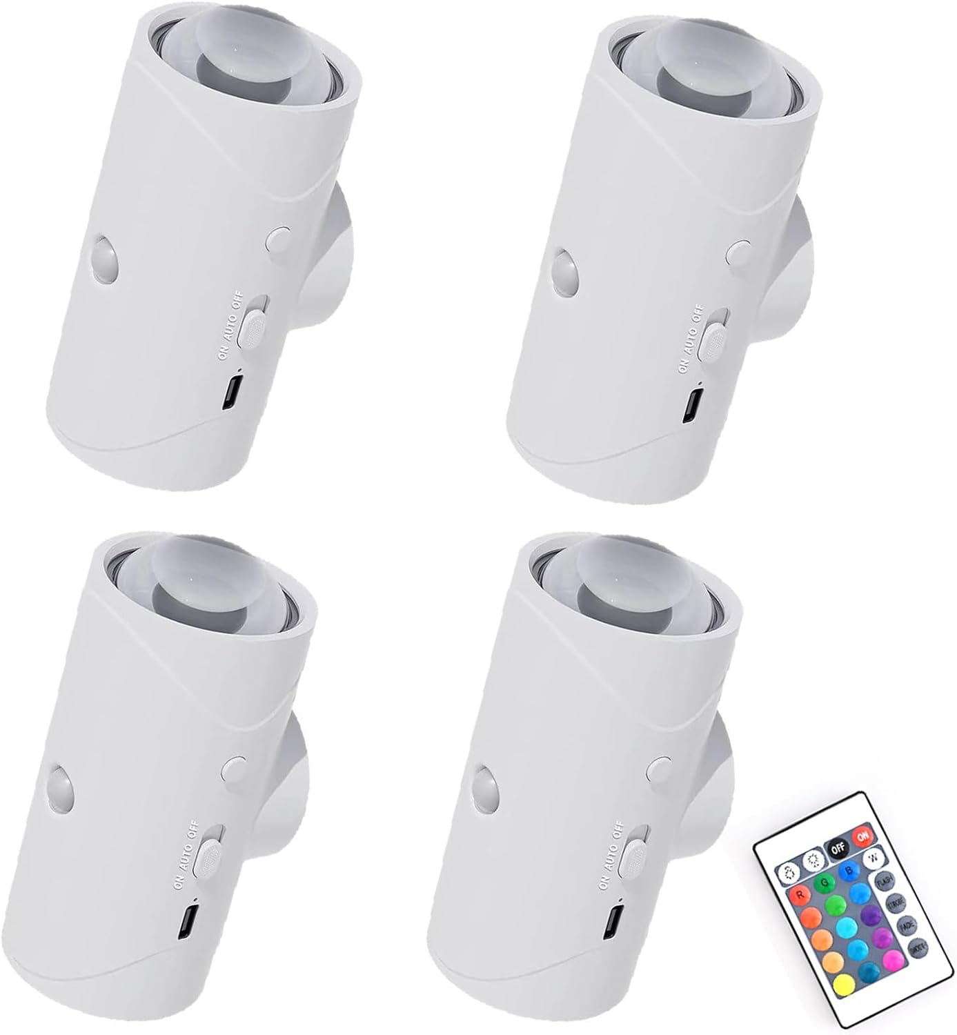 Rechargeable Motion Sensor Night Light - Magnetic RGB & Warm LED Wall Light, Wireless, 2-4 Pack