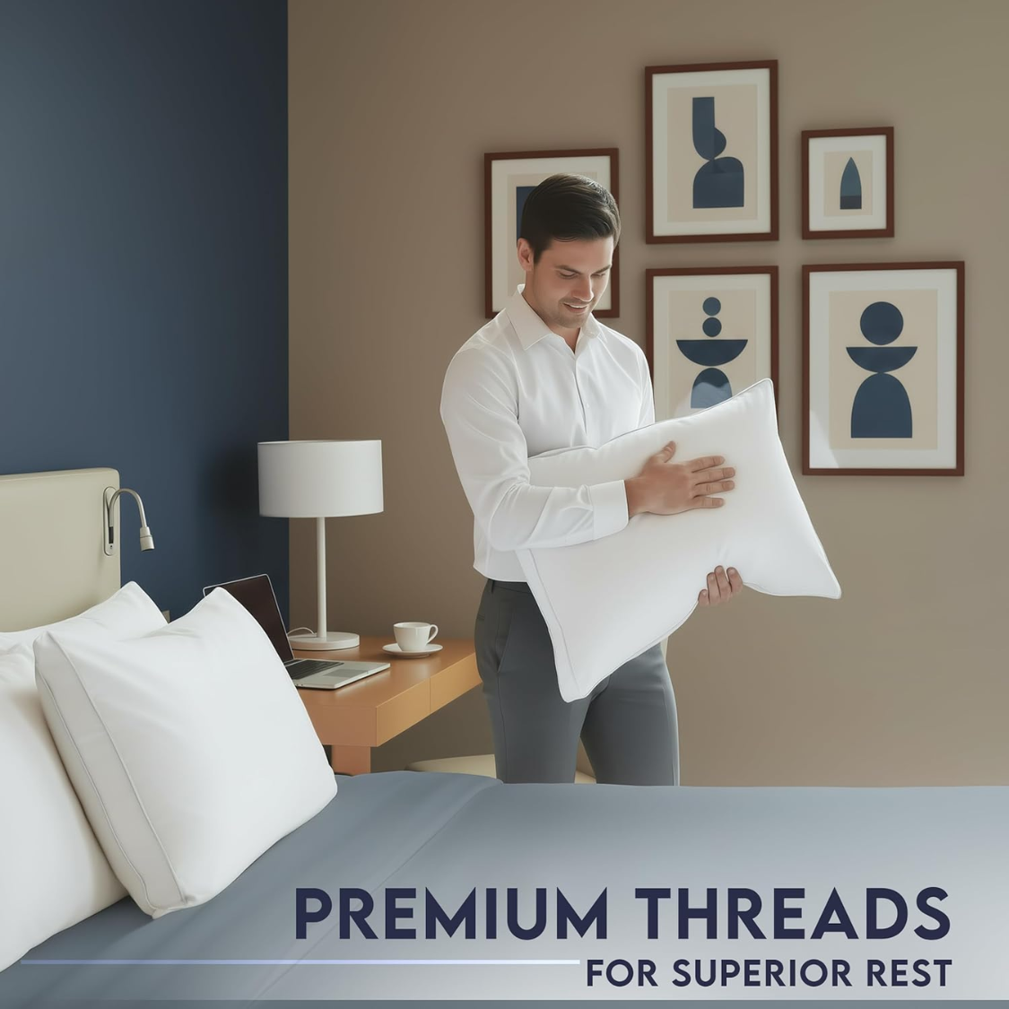 Queen Size Gusset Bed Pillow Set - Soft White Hotel-Style Comfort