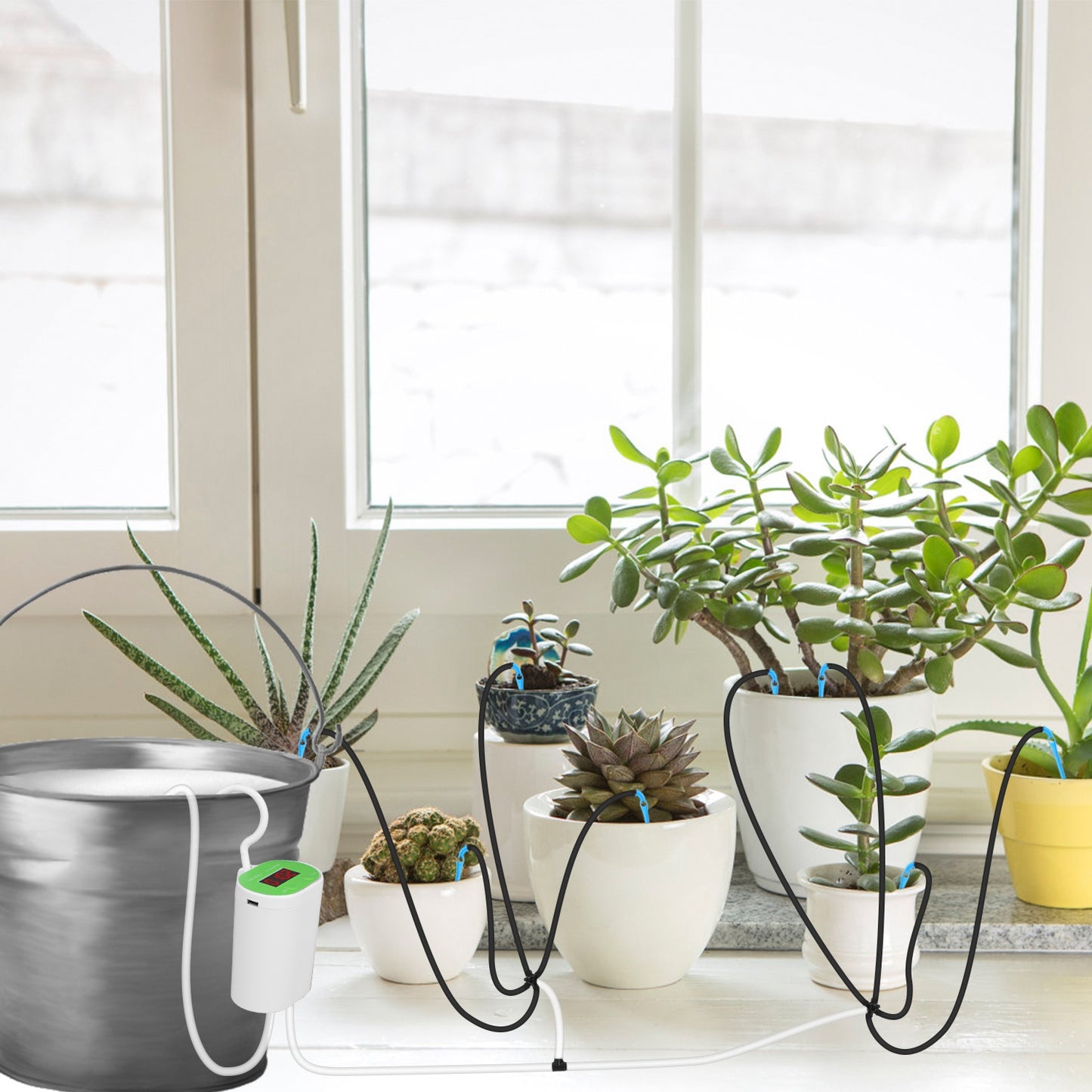 Automatic Watering System for 12 Plants with Timer and Rechargeable Battery