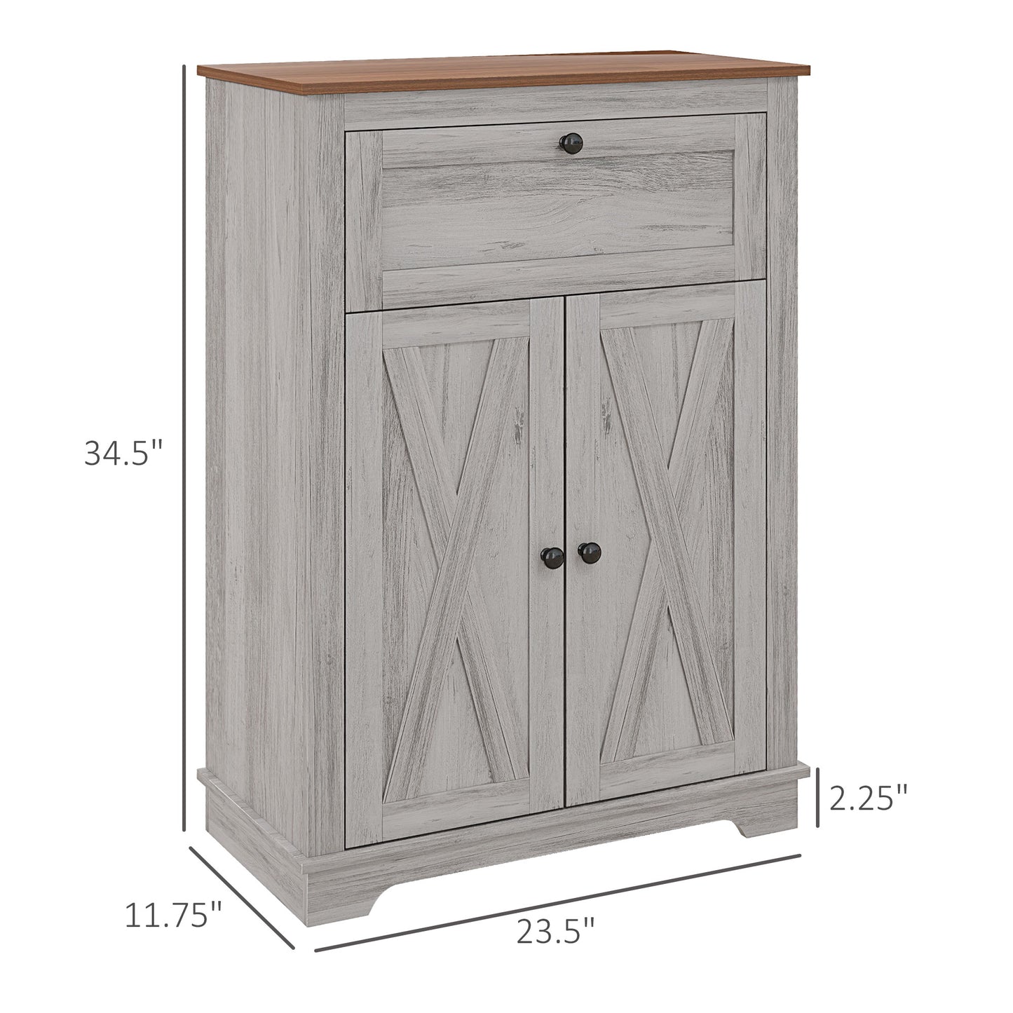 Farmhouse Storage Cabinet with Doors and Drawer - Light Gray
