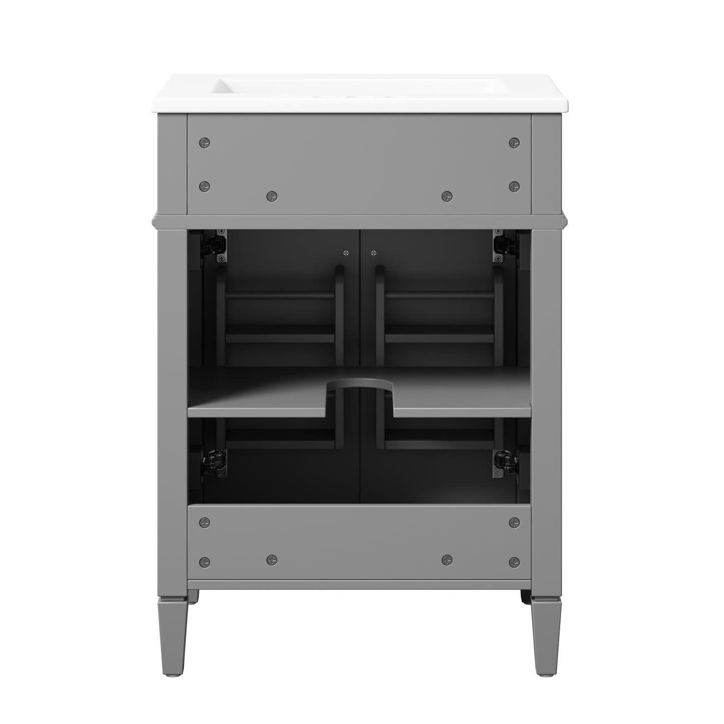 24-Inch Gray Bathroom Vanity with Soft-Closing Doors & Drawer