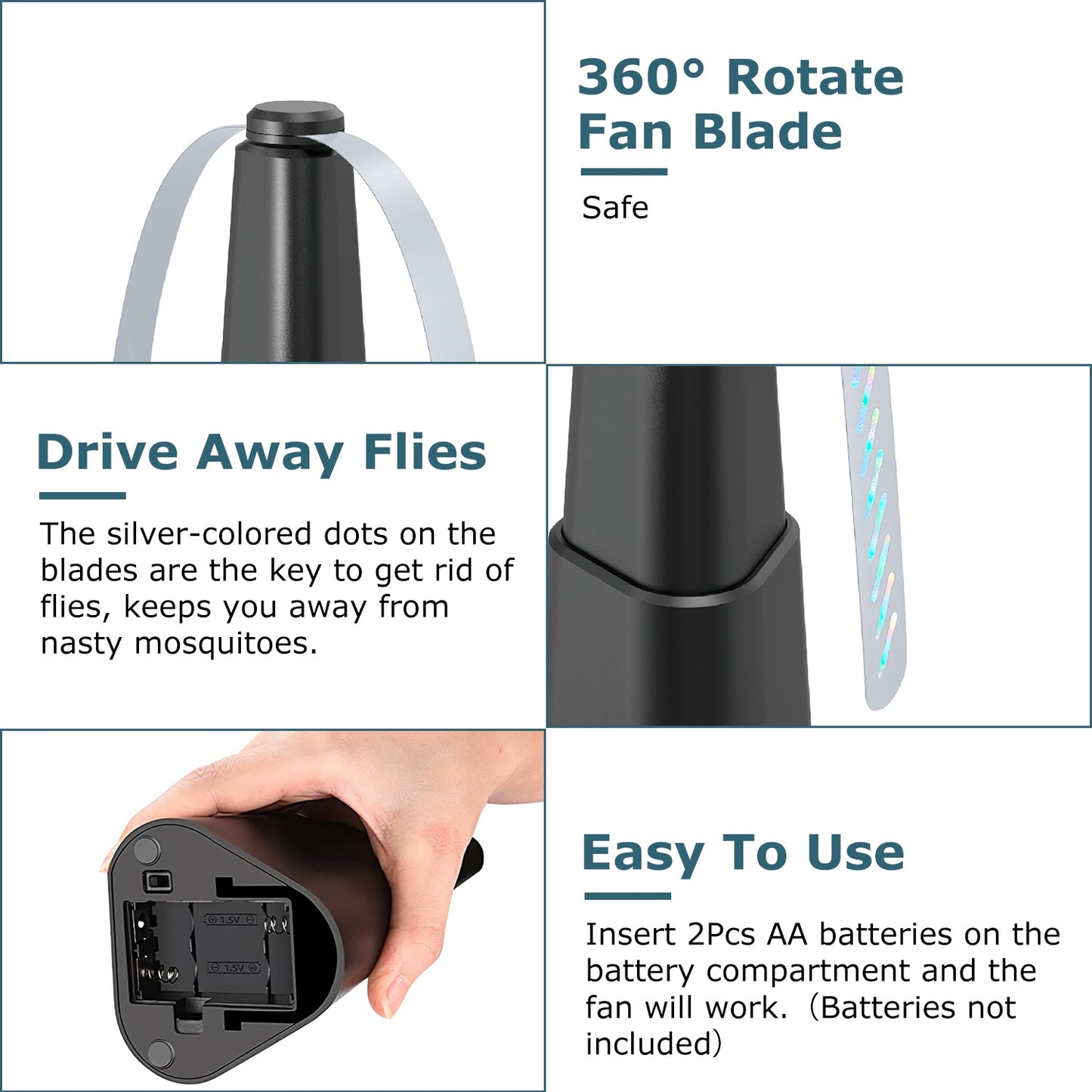 4-Pack Battery-Powered Fly Repellent Fan for Outdoor Dining