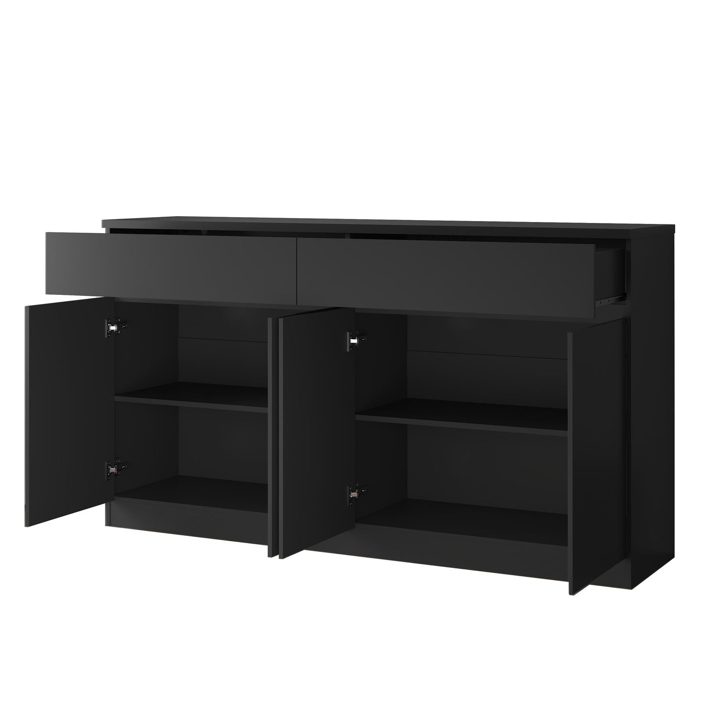 Large Black Sideboard Buffet Cabinet with Storage & 2 Drawers