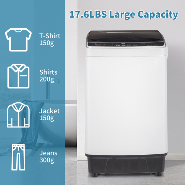 Full-Automatic Washing Machine Top Load Portable Compact Laundry