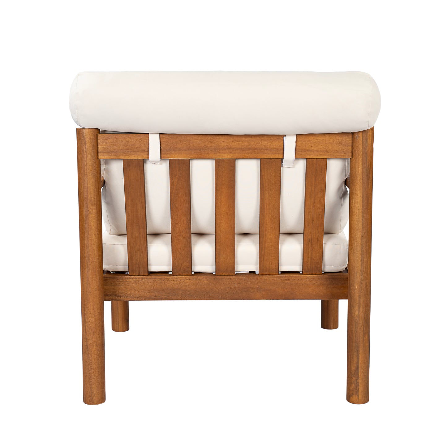 28" Acacia Wood Outdoor Lounge Chair with Thick Cushions - Teak & Beige