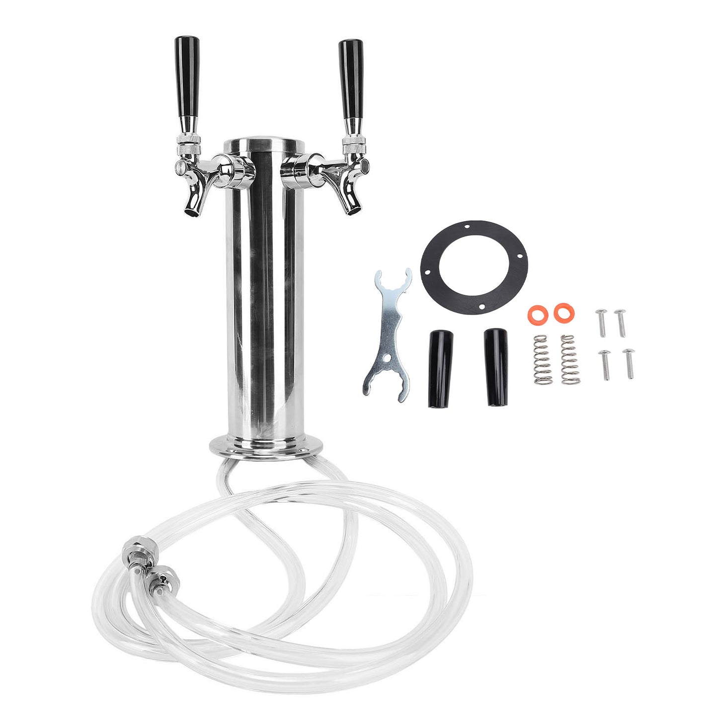 Dual Tap Beer Kegerator Tower Stainless Steel Draft Dispenser Kit For