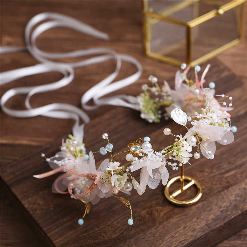 Silk Flower Wreath Hair Band for Weddings
