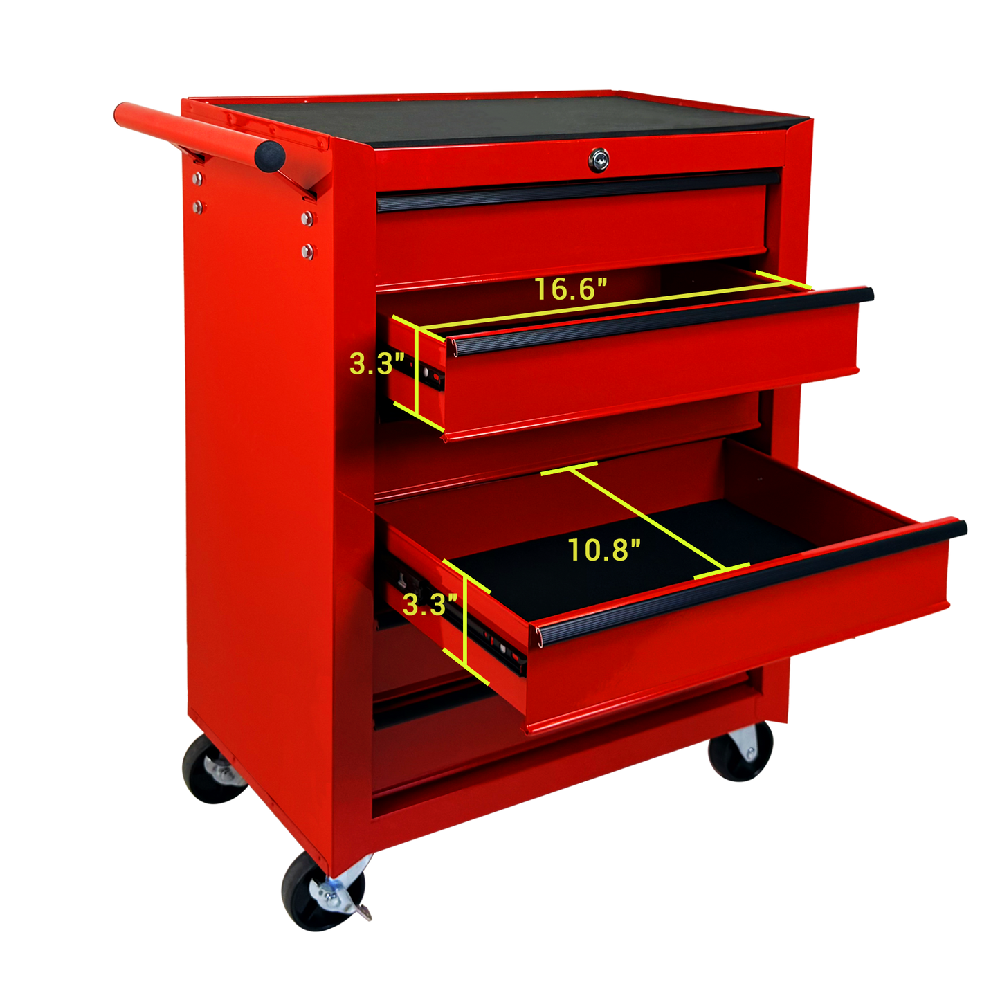20-Inch Metal Rolling Tool Chest with 6 Drawers and Ball Bearing Slides - Red
