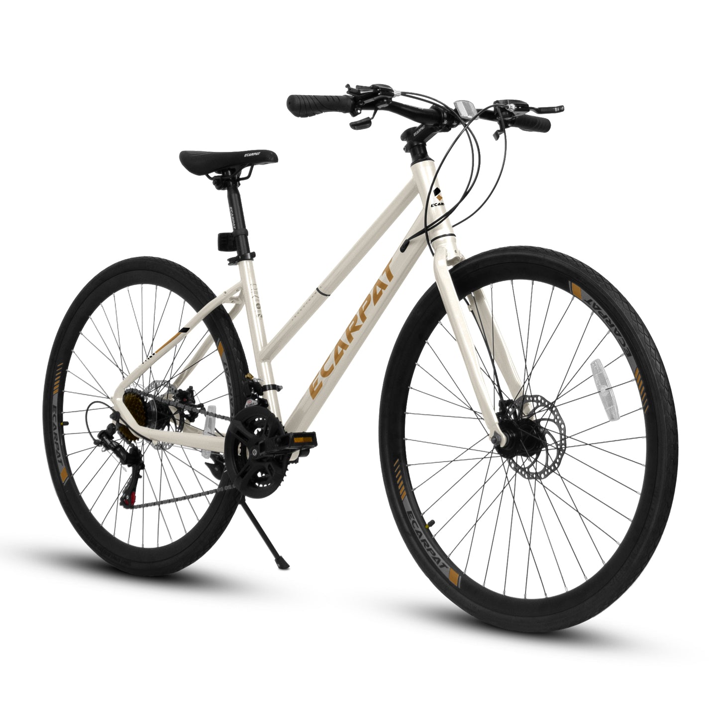 700C x 35 Road Bike - Aluminum Alloy Wheels, 21-Speed, Disc Brakes, Cream