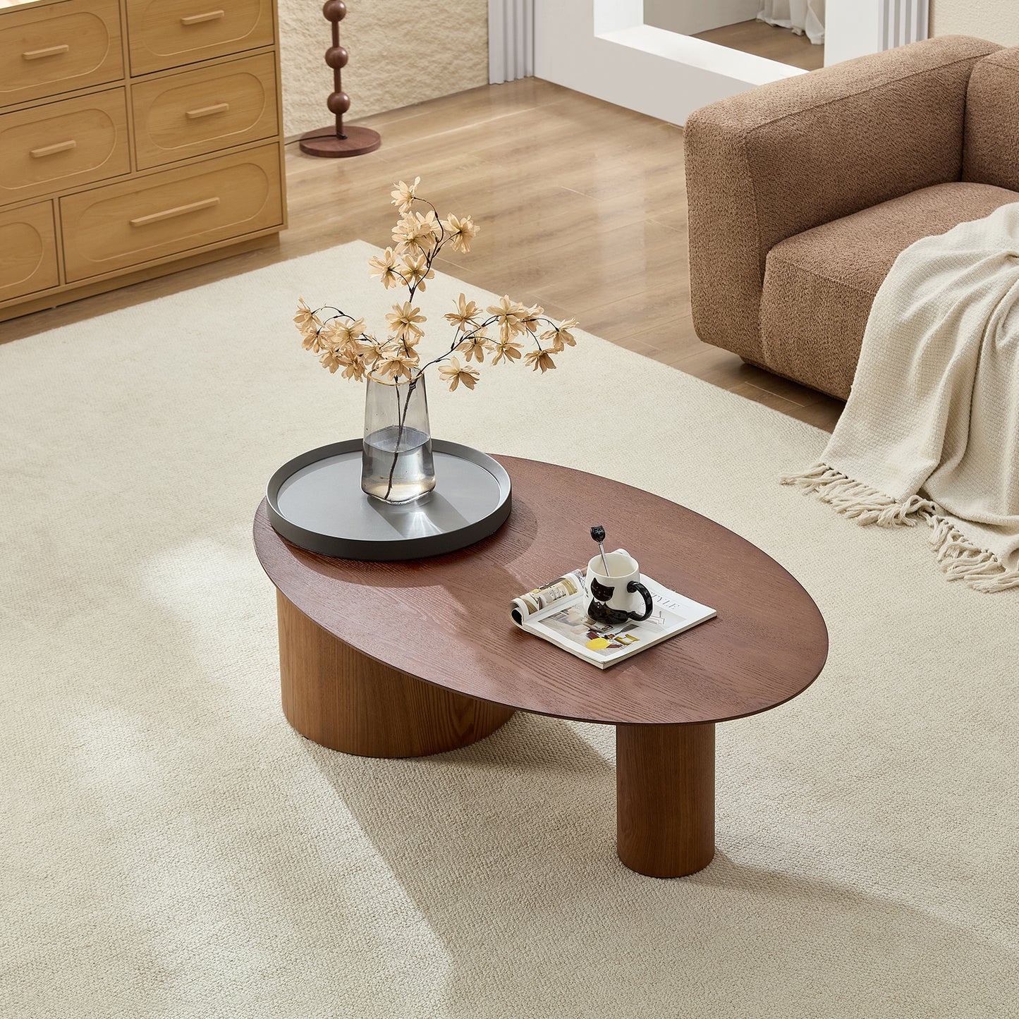 Modern Oval Luxury Coffee Table, Sophisticated Living Room Center