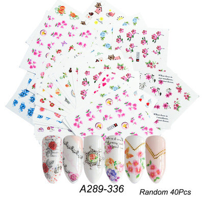 Colorful Butterfly Fruit Lace Nail Watermark Stickers - Assorted Designs