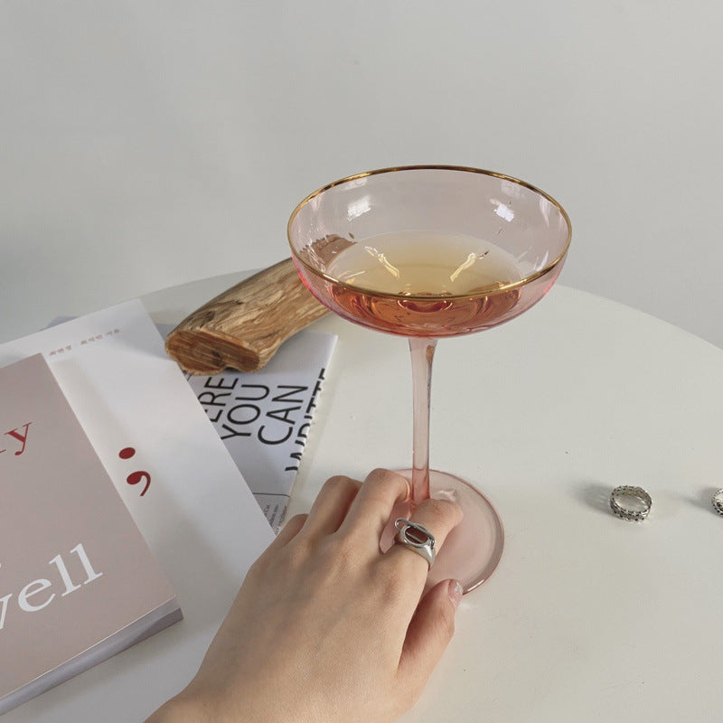 Crystal Cocktail Goblet Pink 150ml Modern Minimalist Drinkware