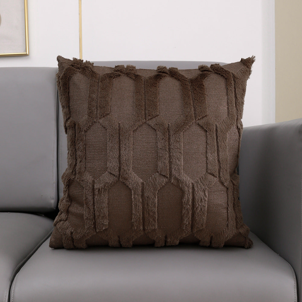Embroidered Plush Lumbar Pillow Cover - Modern Sofa Cushion 45x45cm & 30x50cm