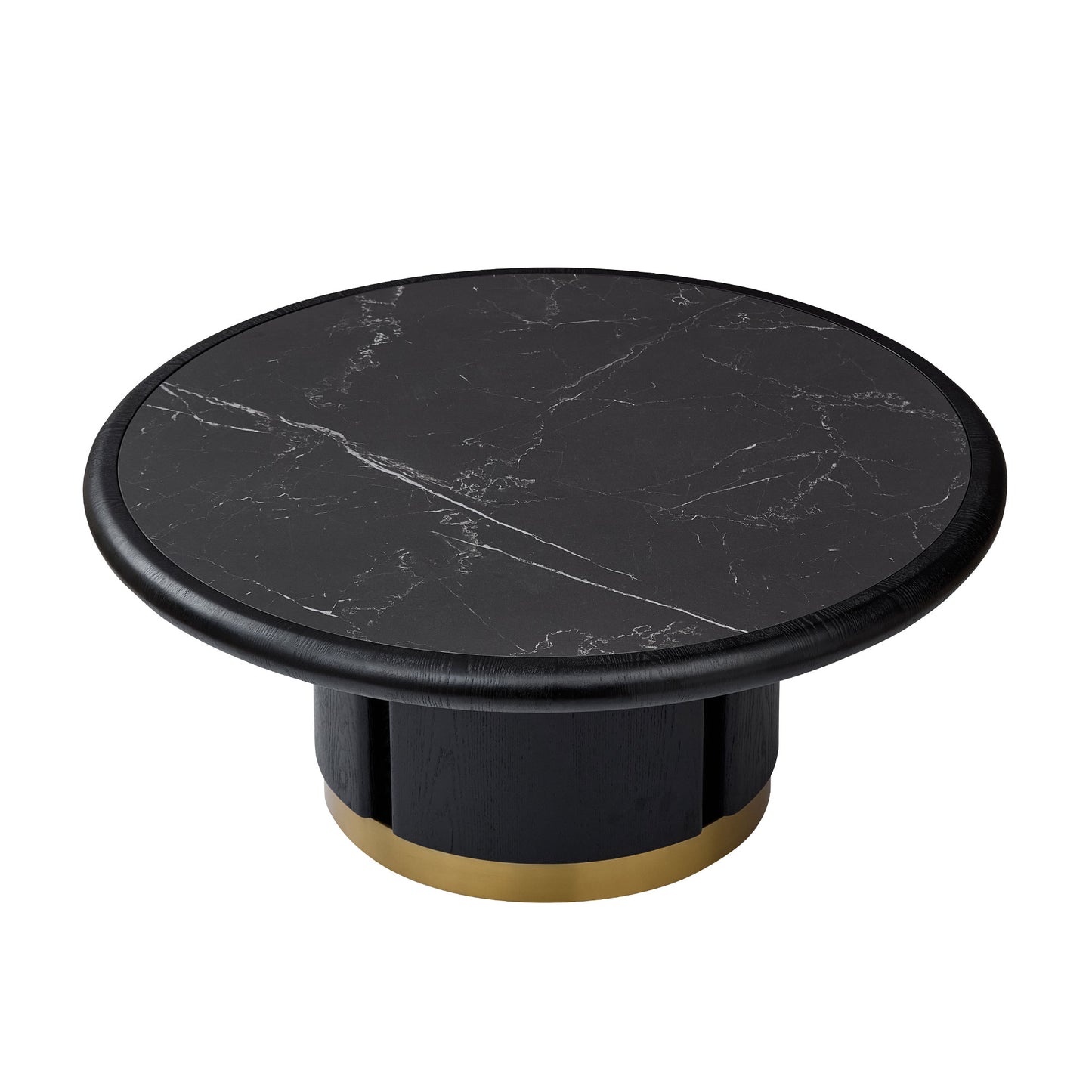 Round Coffee Table with Sintered Stone Top - Black