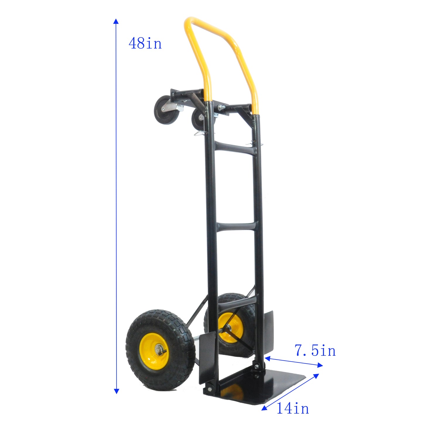 HT1006BK-YL Hand Truck Dual Purpose 2 Wheel Dolly Cart And 4 Push
