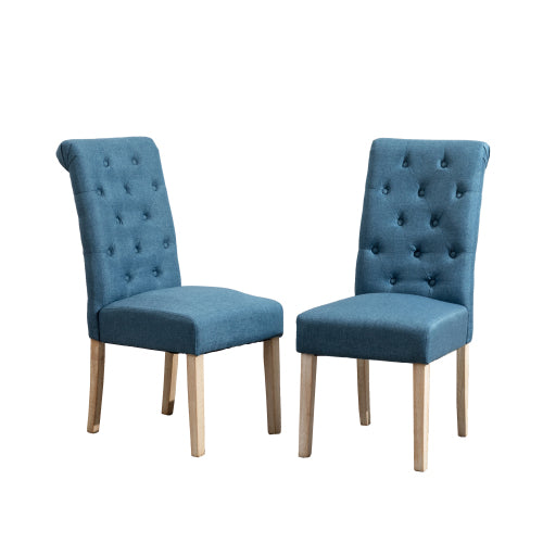 Tufted Solid Wood Dining Chair Set of 2 - Blue