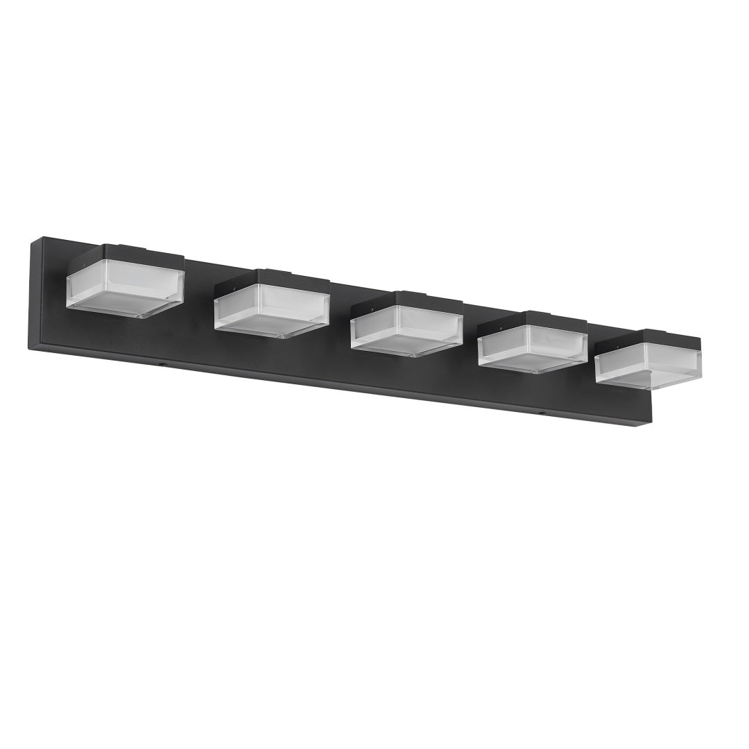 Modern Black Bathroom Vanity Light Fixture - 5 LED Lights