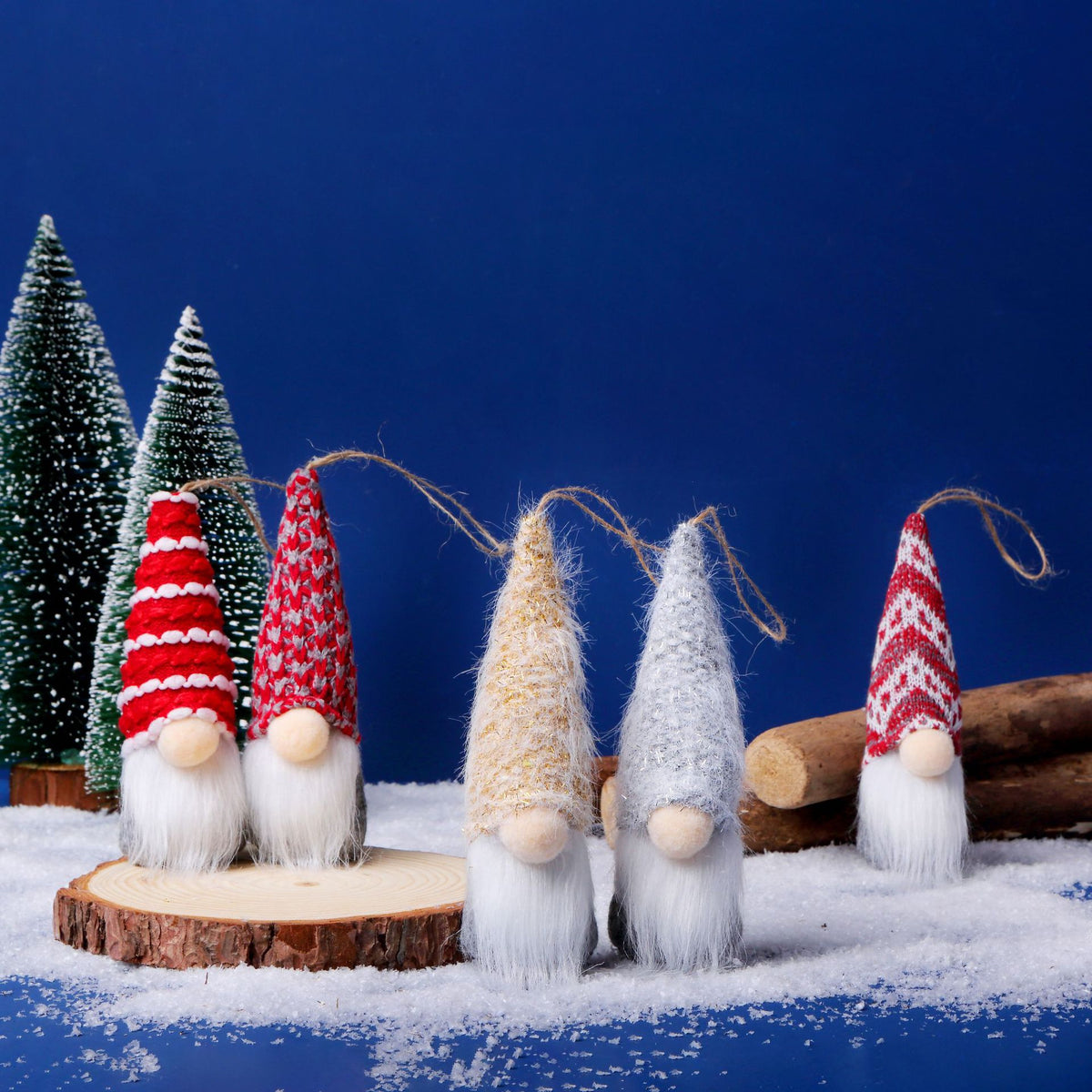 Christmas Wool Faceless Plush Doll Ornaments Set of 10 - Holiday Decor