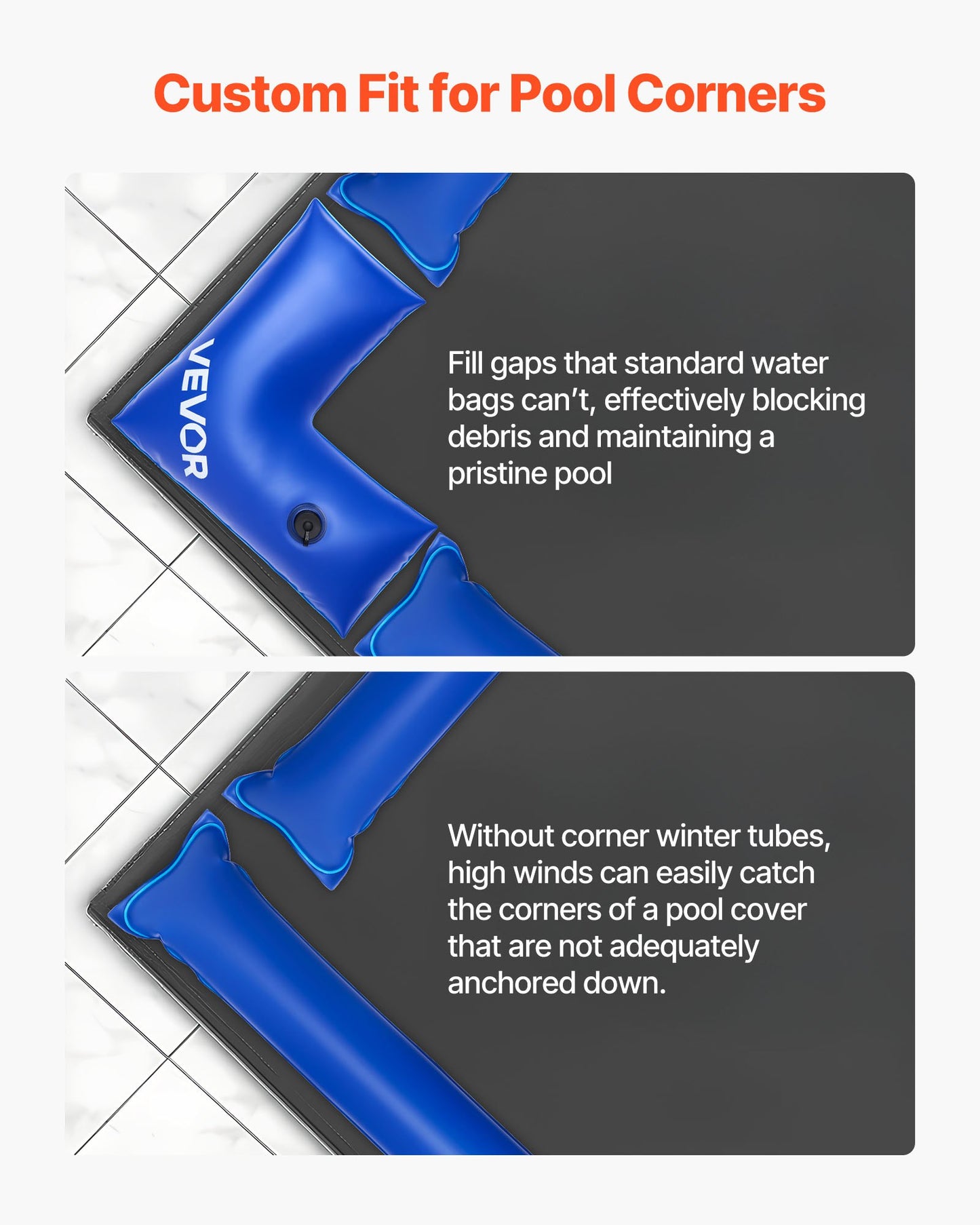 Heavy Duty Pool Cover Water Bags 26 Gauge Corner Water Bags 4 Pack 22.4 x 22.2 Inches