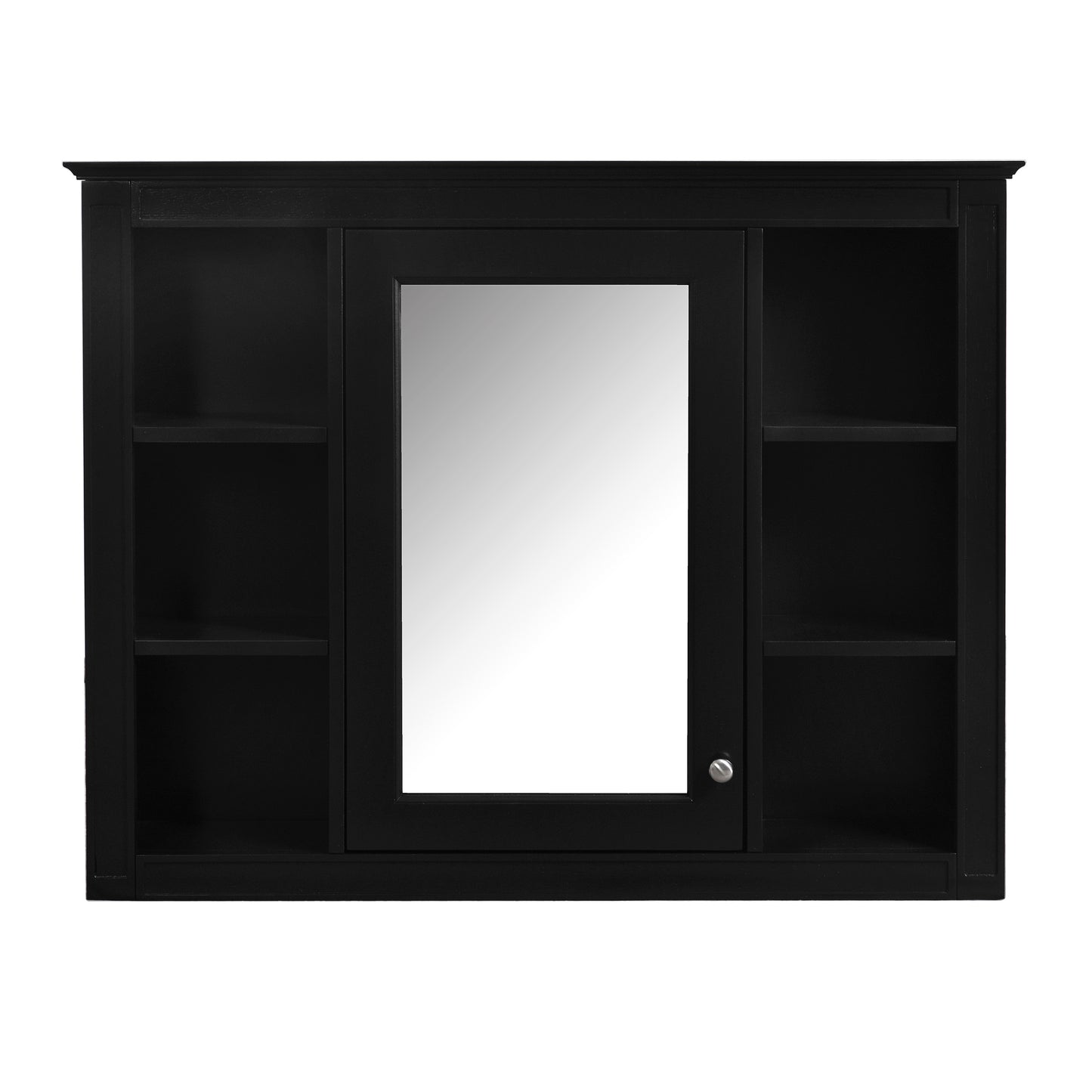 35'' x 28'' Wall Mounted Medicine Cabinet with Mirror - Black
