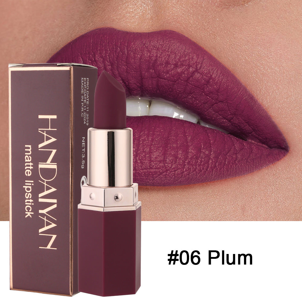 Matte Non-Stick Lipstick Set - 6 Color Options, Fading-Resistant, 3.5g