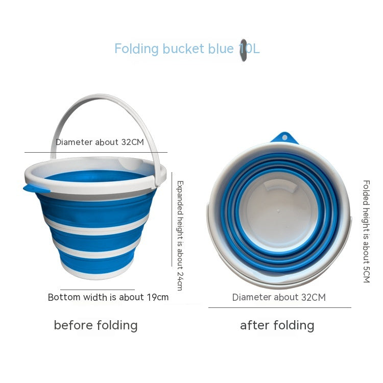 10L Plastic Folding Bucket for Household, Garden & Fishing Use