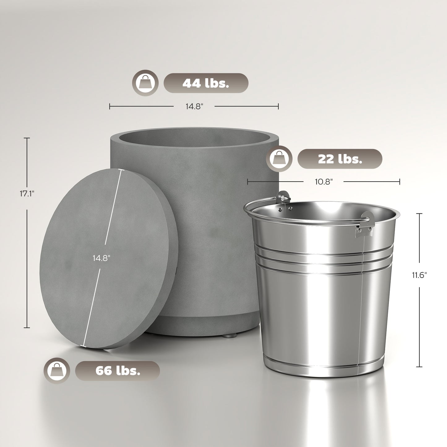 2.6 Gal Outdoor Cooler Table - 3-in-1 Storage & Ice Bucket - Gray