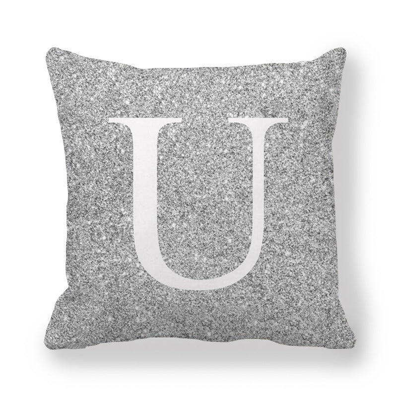 Gray Shading Encrypted English Letters Pillow Cover 45x45cm Fabric Home Decor