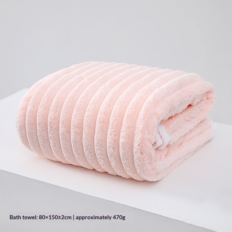 Large Thickened Coral Fleece Bath Towel - Soft, Absorbent & Cozy