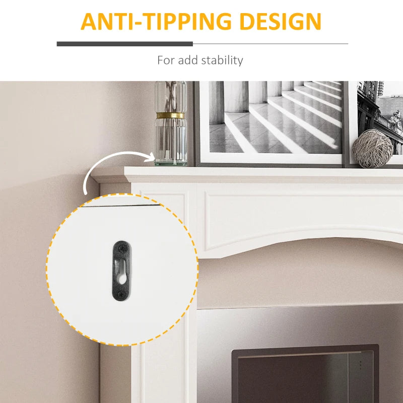Modern White Fireplace Mantel with Decorative Pattern - MDF