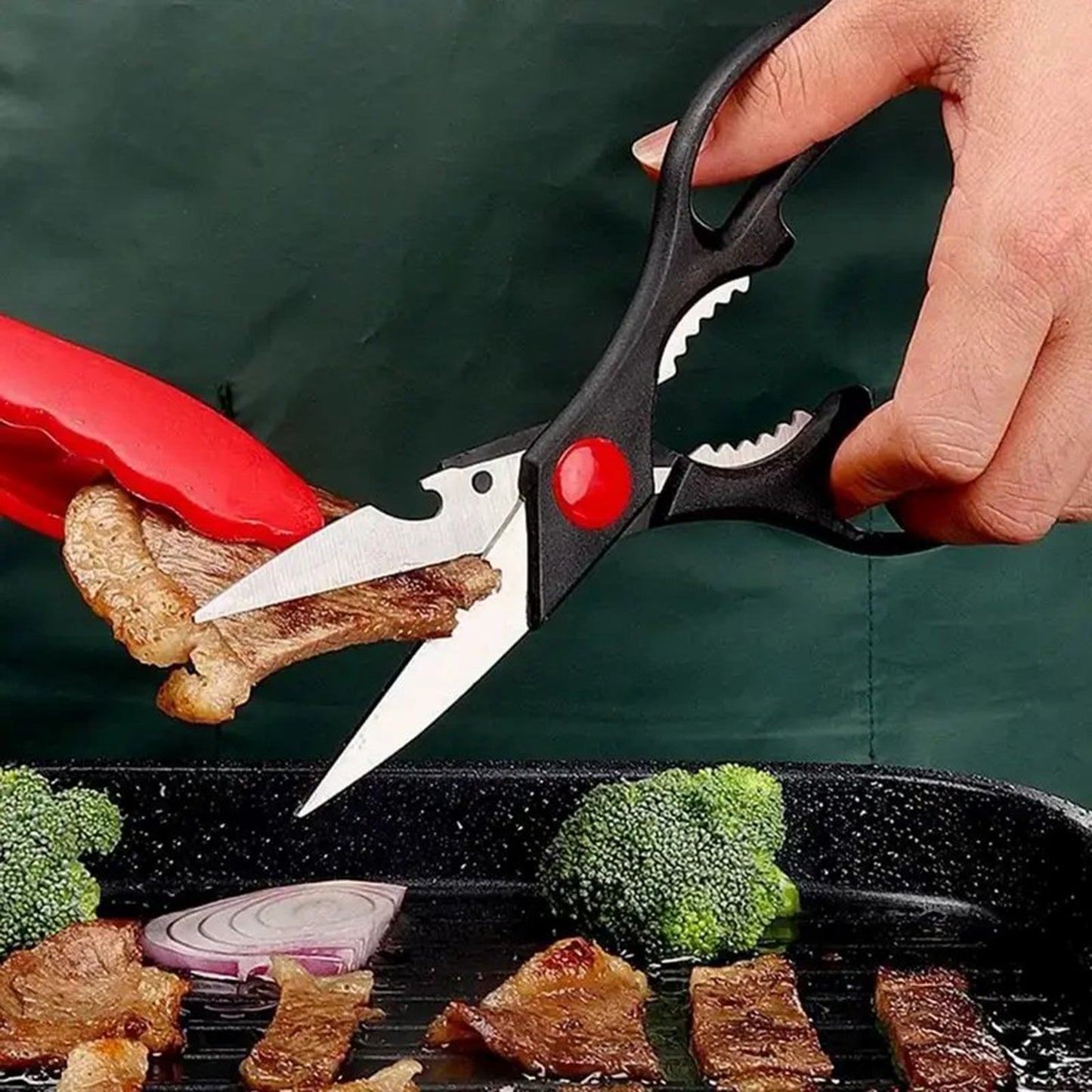 Multipurpose Kitchen Scissors with Bottle Opener - Black