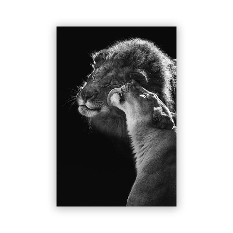 Black and White Animal Watercolor Wall Art Poster - Abstract Canvas Decor